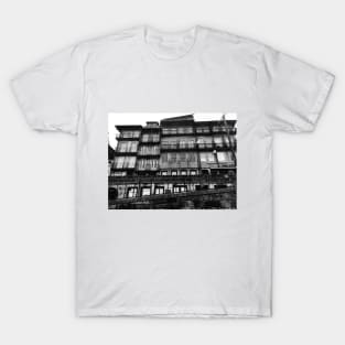 Black and White Porto Buildings, Portugal T-Shirt